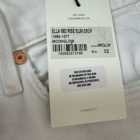 NWT Citizens of Humanity Ella Mid Rise Cropped Jeans Moonglow White Size 32 - Picture 12 of 15